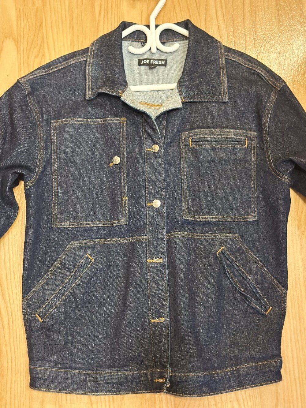 Oversized Dark Wash Denim Utility Jacket Chore Coat Large Joe Fresh